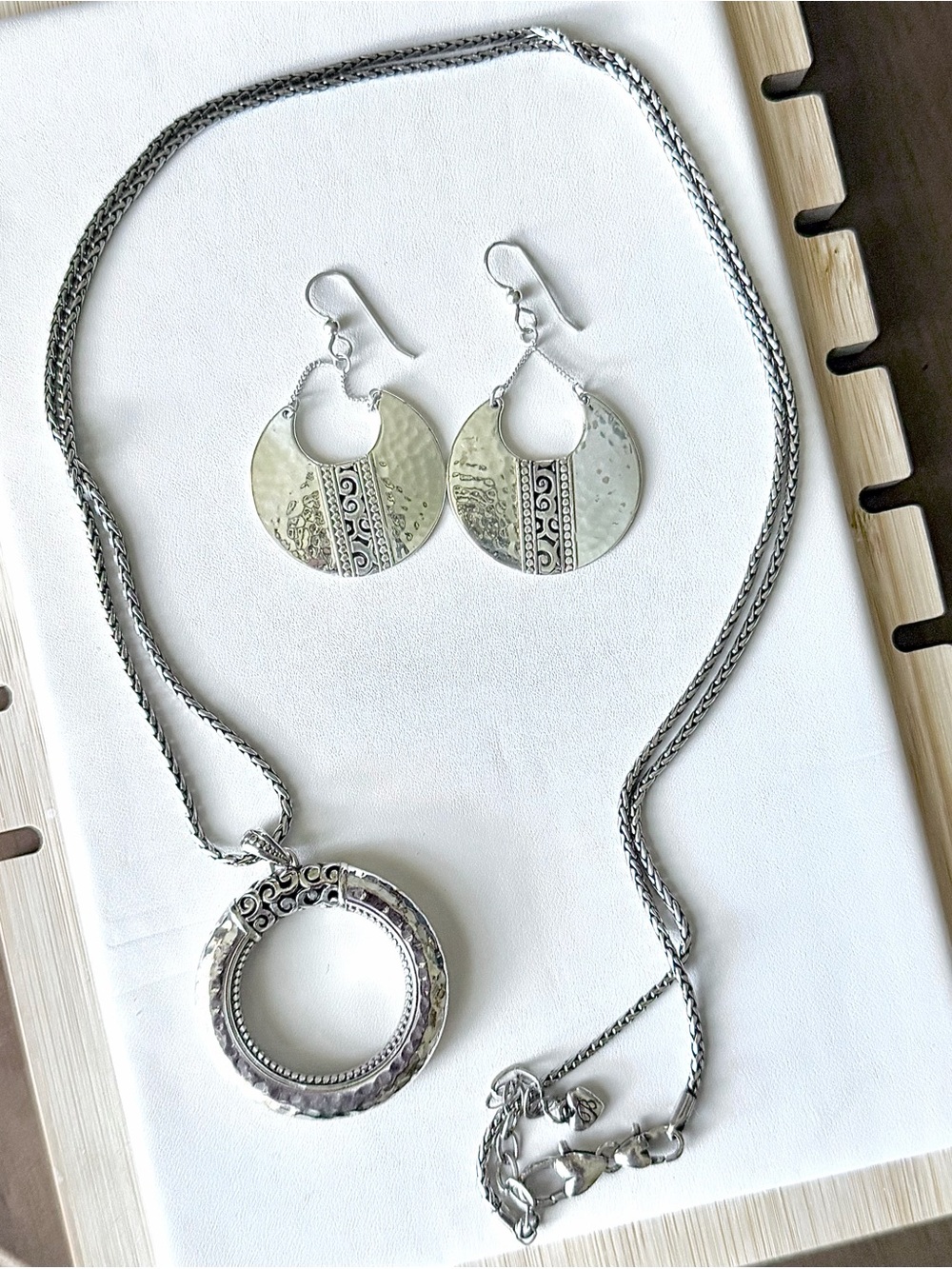 Brighton Mingle Disc Long Convertible Pendant Neclace and Drop Earrings Set